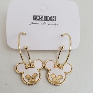 Mickey Inspired Gold Tone Earrings